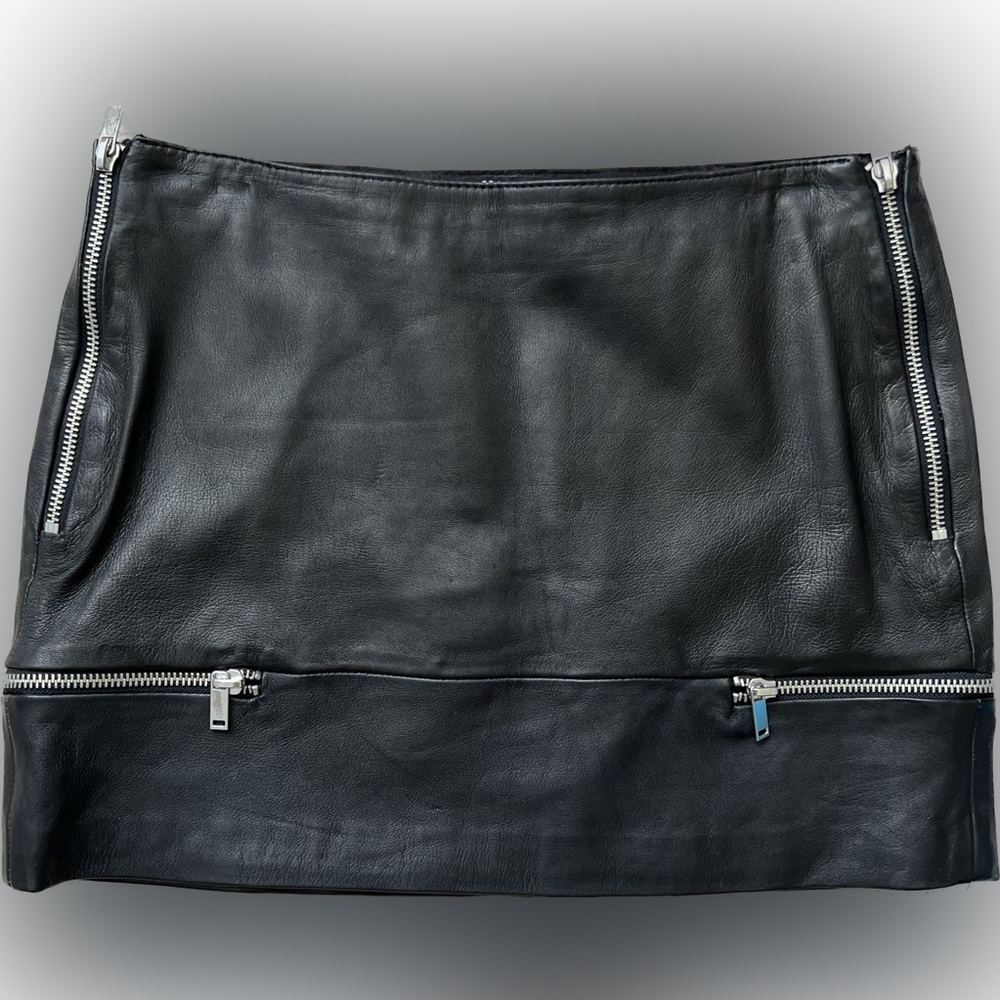 Zara 100% leather mini skirt